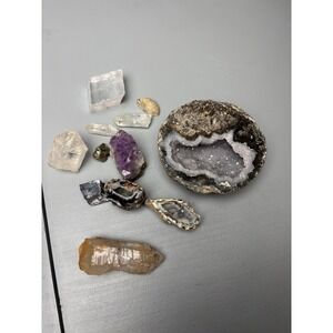 Lot of 12 Natural Mineral Specimens – Geode, Pyrite, Amethyst, Quartz, Galena